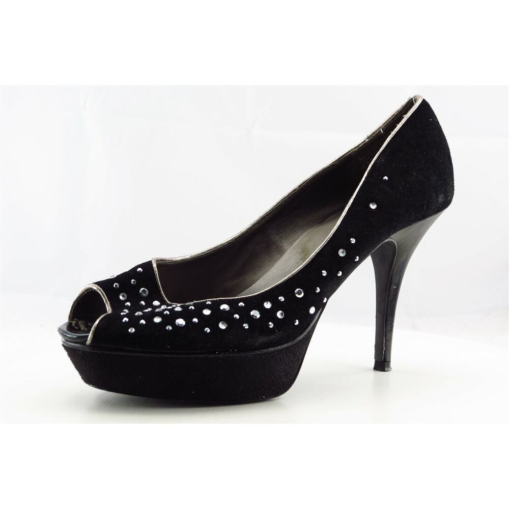 Yellow Box Size 8 M‎ Black Open Toe Platform Leather Women